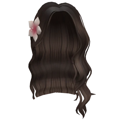 Brown Beachy Waves With Flower Clip