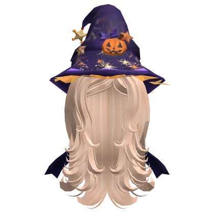 blonde halloween hair with witch hat