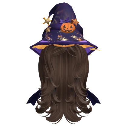brown halloween hair with witch hat