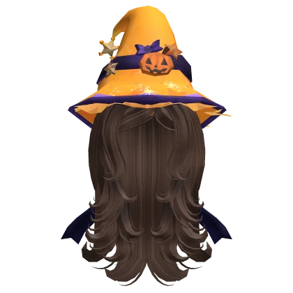 brown halloween hair with witch hat