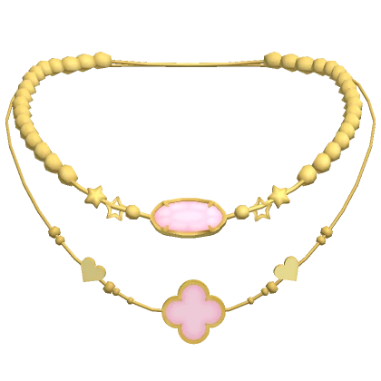 Light Pink Preppy Clover Necklace Gold