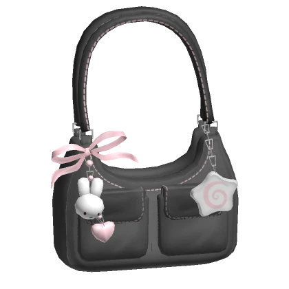 ♡ coquette bag with keychains black