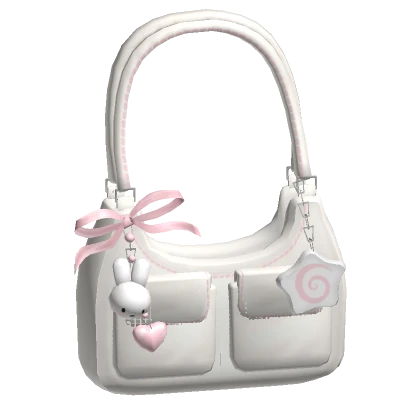 ♡ coquette bag with keychains light beige