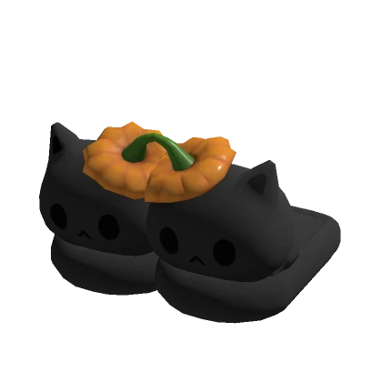 ♡ spooky halloween pumpkin kitty slippers