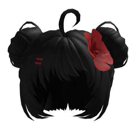 Cute Rose & Black Messy High Buns