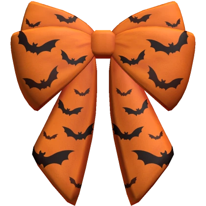 ♡ orange halloween bat bow