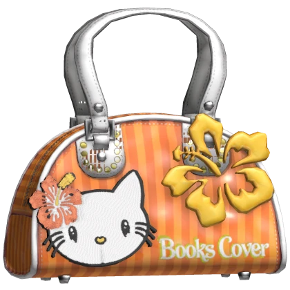 Cute Hibiscus 2000s Mcbling Kitty Bag in Orange