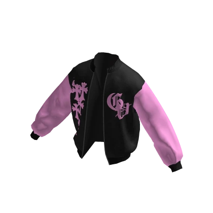 Chrome Cross Leather Jacket Pink