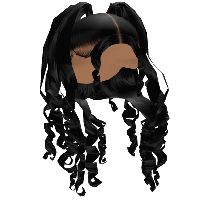 ☆ Long Black Curly Updo with Pigtails
