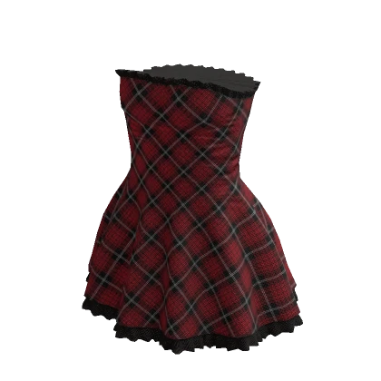 Grunge Plaid Dress Red