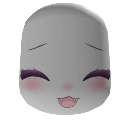 Cute Kawaii Happy Anime Mask w Fangs (White)