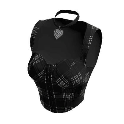 Black Trendy plaid school girl corset top necklace