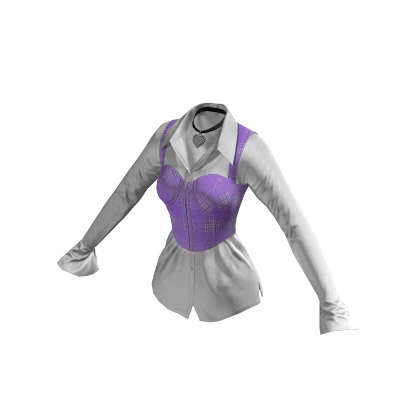 Purple Trendy School Top w corset & Necklace