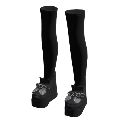 Black Trendy School girl socks with platform shoes