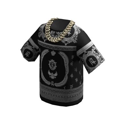 Black Luxury T-Shirt w/ Silver Curb Chain