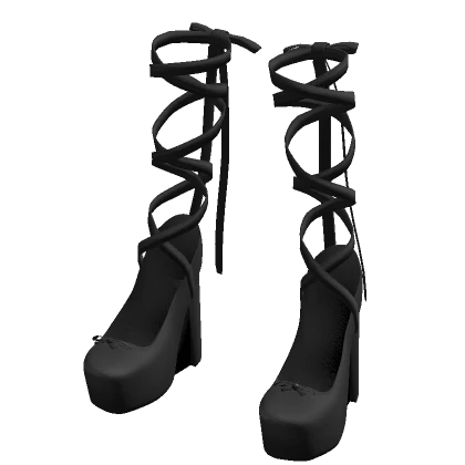 Black Ballerina Ribbon Heels