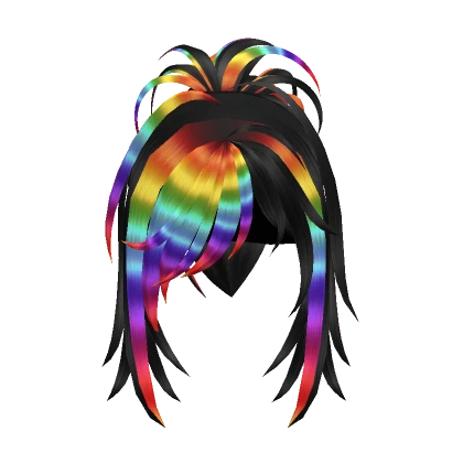 Rock Star Scene Emo Ponytail (Rainbow Black)