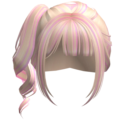 curly striped gyaru side ponytail (blonde & pink)