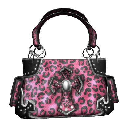 Pink Cheetah Animal Print Cross 2000s McBling Bag