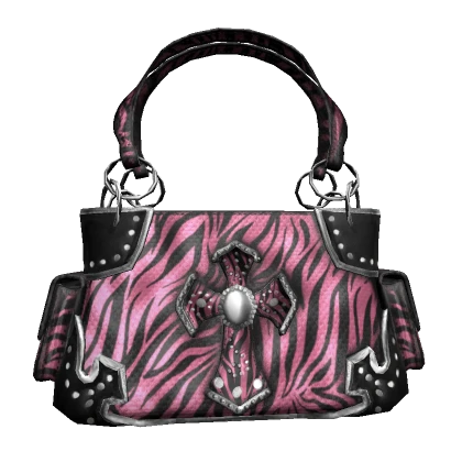 Pink Zebra Print Cross Bag 2000s McBling Y2K