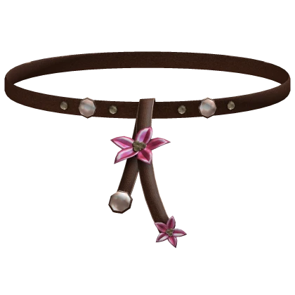 Flower Pendant Choker in Brown