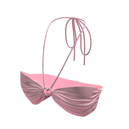 Pastel Pink Halter Heart Summer Bikini Top