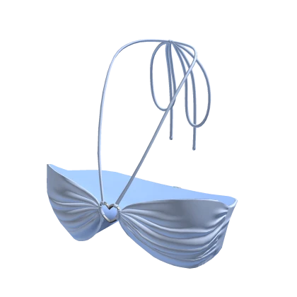 Pastel Blue Halter Heart Summer Bikini Top