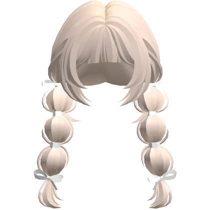 Kawaii Bubble Braids with Ribbons (Beige)