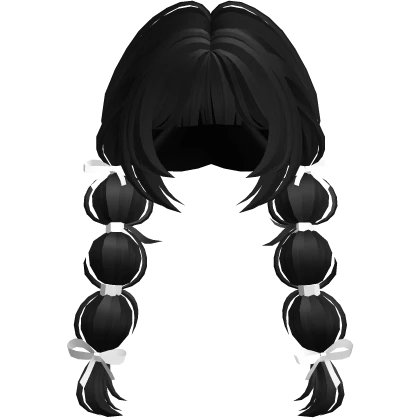 Kawaii Bubble Braids with Ribbons (Black)