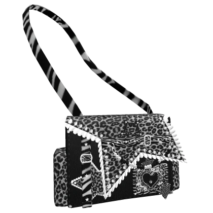Leopard Gyaru Fur Grey Star Purse