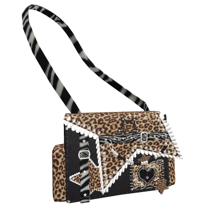 Leopard Gyaru Fur Star Purse