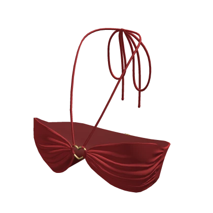 Red Halter Heart Summer Bikini Top