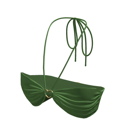 Green Halter Heart Summer Bikini Top