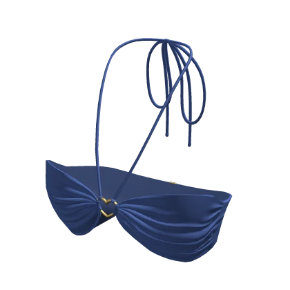 Blue Halter Heart Summer Bikini Top
