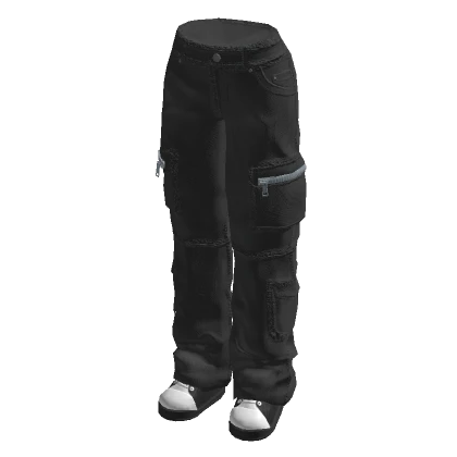 🍀Korean Tiger Patch Cargo Pants (Black)