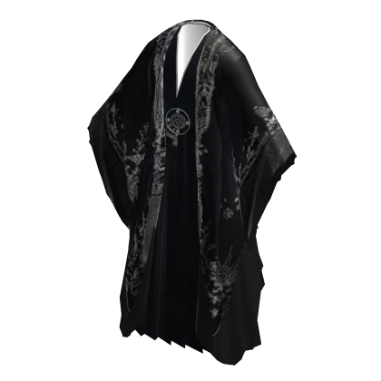 Black & White Goth Kimono With Pendant