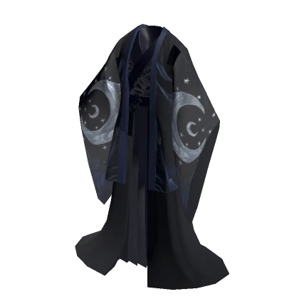 Goth Kimono With Moons and Blue Motif