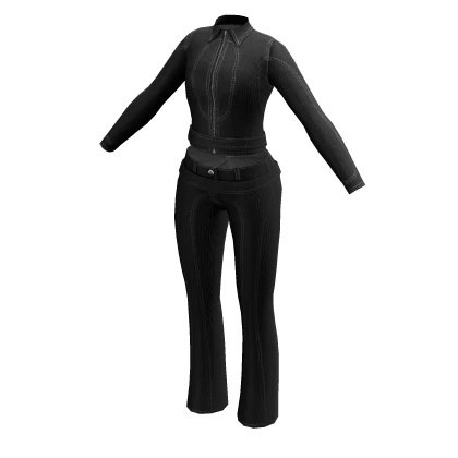 2000's Supermodel Black Denim Outfit Set