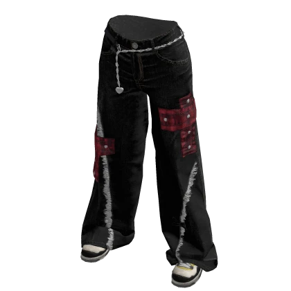 Black Trendy Y2K Cross Jeans