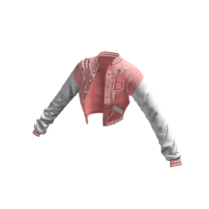 Pink Trendy School Cropped Varsity Jacket 