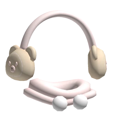 ♡ Cute Cozy Bear Warmer & Earmuffs In Pastel Brown