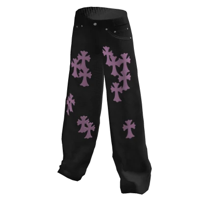 Pink Chrome Cross Jeans