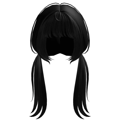 black pigtails with long bangs