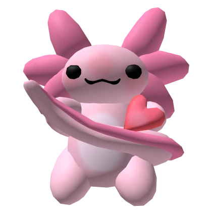 Pink axolotl with heart
