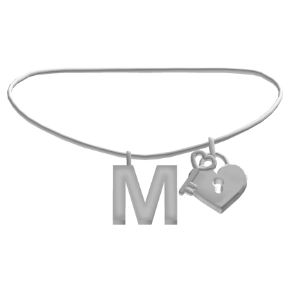 silver m heart lock initial ♡