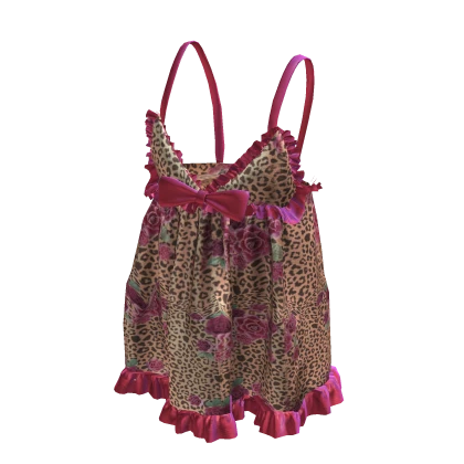 Y2K Hime Gyaru Rose Leopard Dress V2