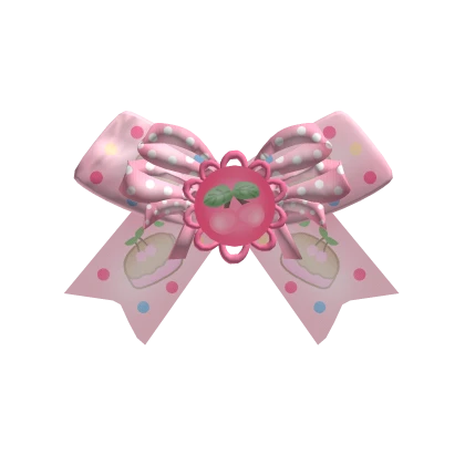 ✿ pink cherry bow clip gyaru kawaii