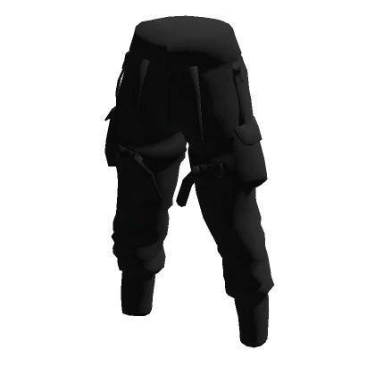 Black Baggy Cargo Pants w/ Straps