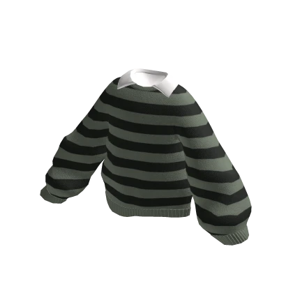 Oversized Striped Collar Sweater | Green✔️