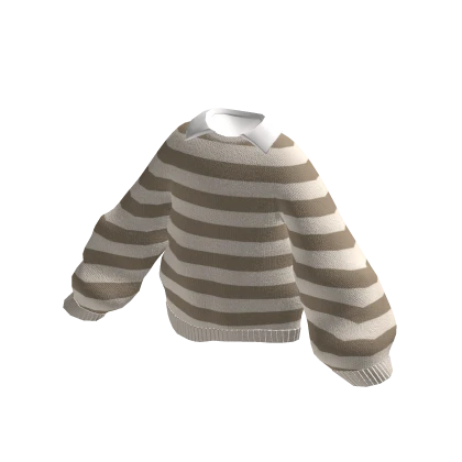 Oversized Striped Collar Sweater | Beige✔️